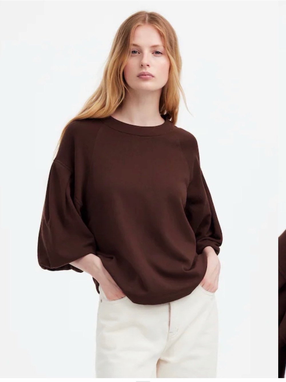 Madewell Puff Sleeve Sweatshirt Tee Sz S (fits slightly large)